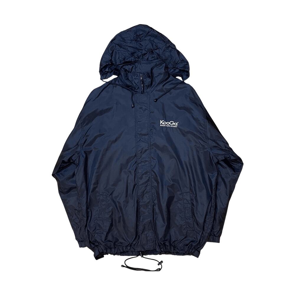 KooGa Rugby Y2K Mesh Lined Hooded Windbreaker Black XL